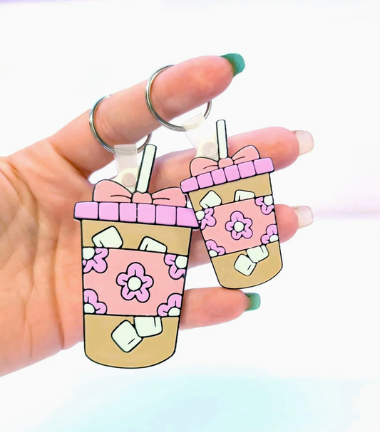 Floral Iced Coffee NFC Keychain