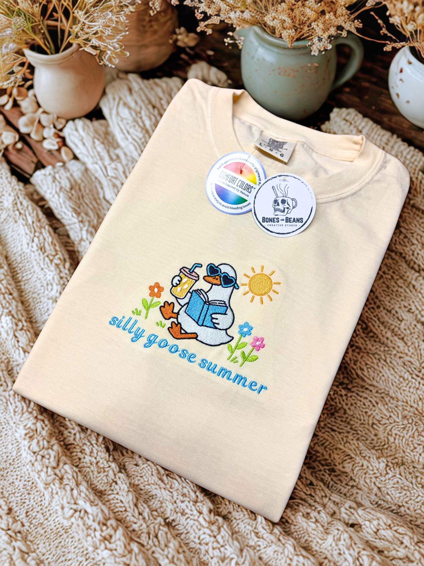 Silly Goose Summer — Embroidered Comfort Colors T-Shirt