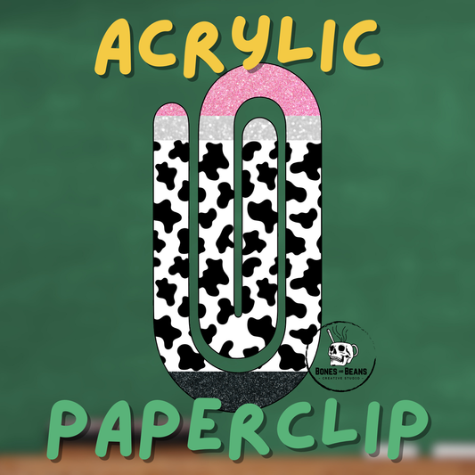 Cow Print Pencil Acrylic Paperclips (Set of 6)