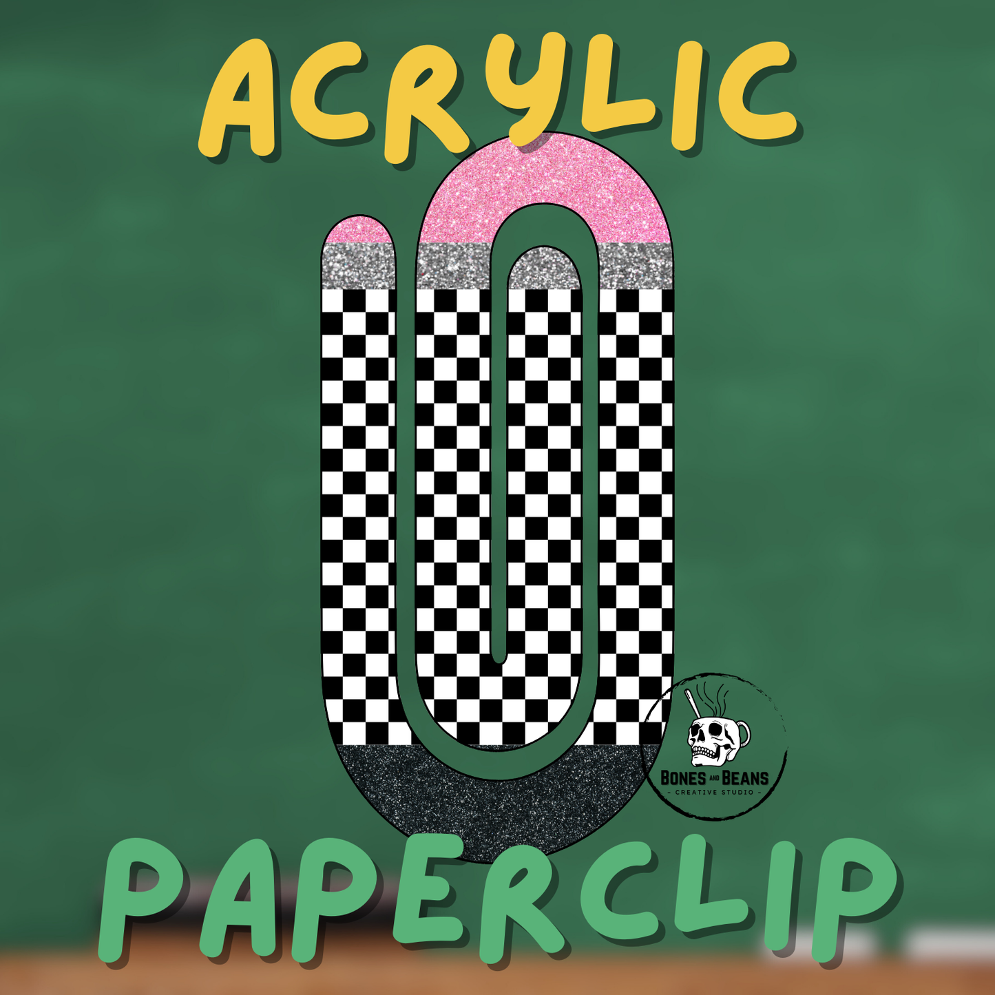 Checkered Pencil Acrylic Paperclips (Set of 6)