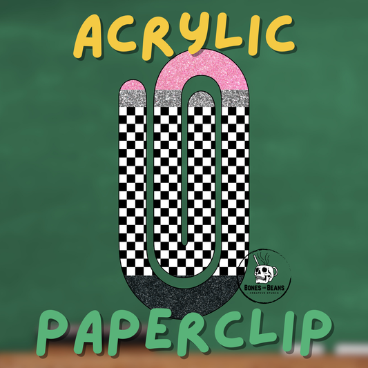 Checkered Pencil Acrylic Paperclips (Set of 6)