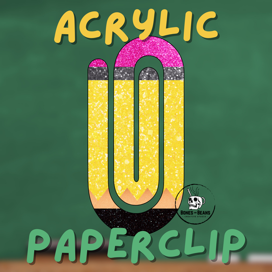 Yellow Glitter Pencil Acrylic Paperclips (Set of 6)