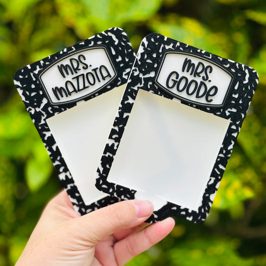 Custom Composition Book Sticky Note Holder
