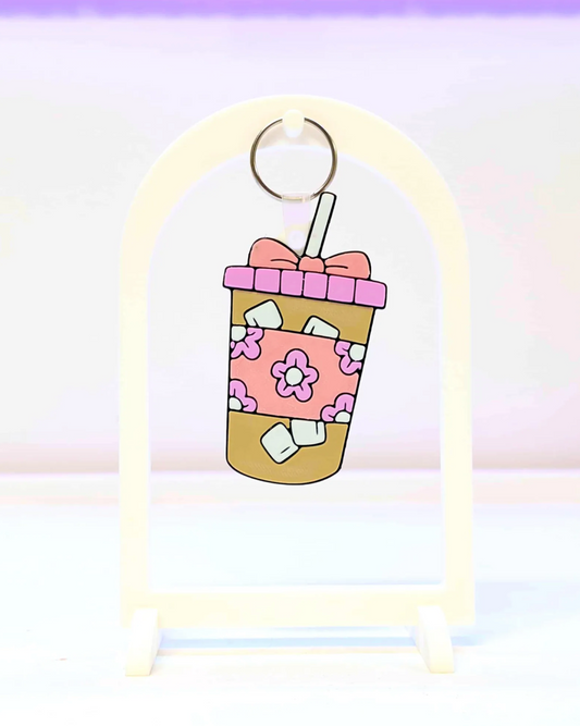 Floral Iced Coffee NFC Keychain