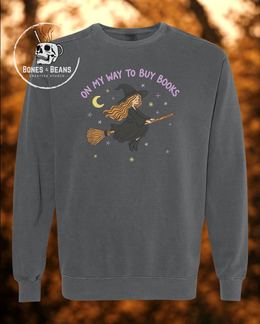 On My Way to Buy Books Embroidered Sweatshirt