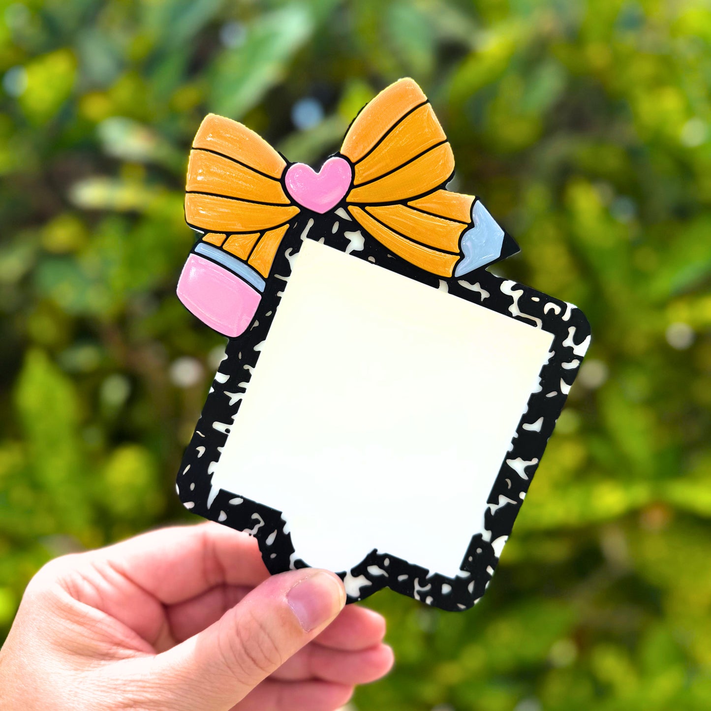Pencil Bow Composition Book Stickies Holder