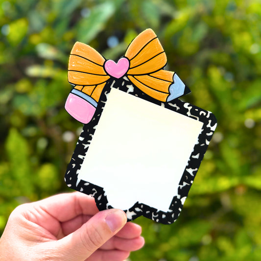 Pencil Bow Composition Book Stickies Holder